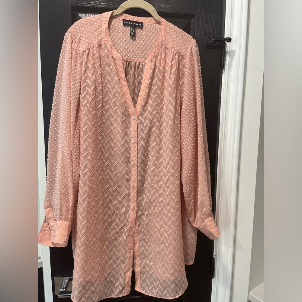 Peachy pink button up tunic
